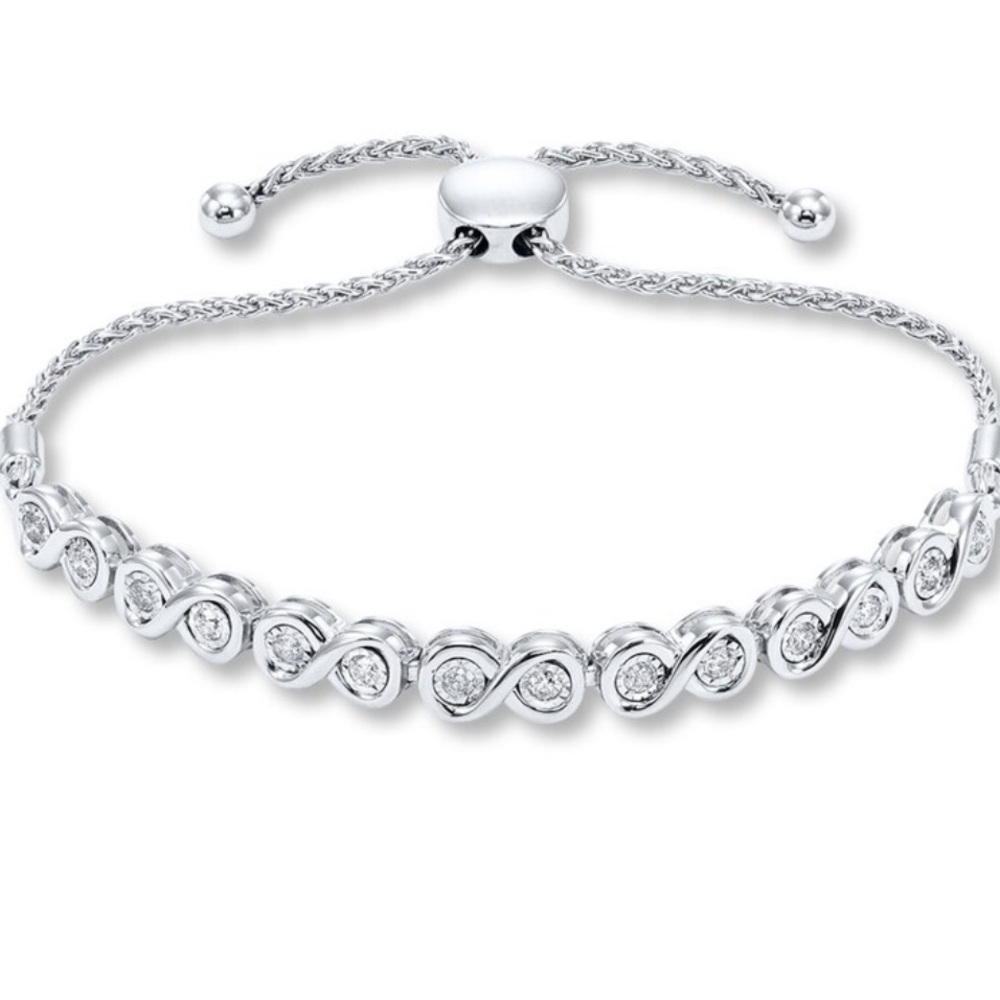 Kay Jewelers Diamond Infinity Bolo Bracelet 0.5 ct tw Round-cut Sterling Silver
